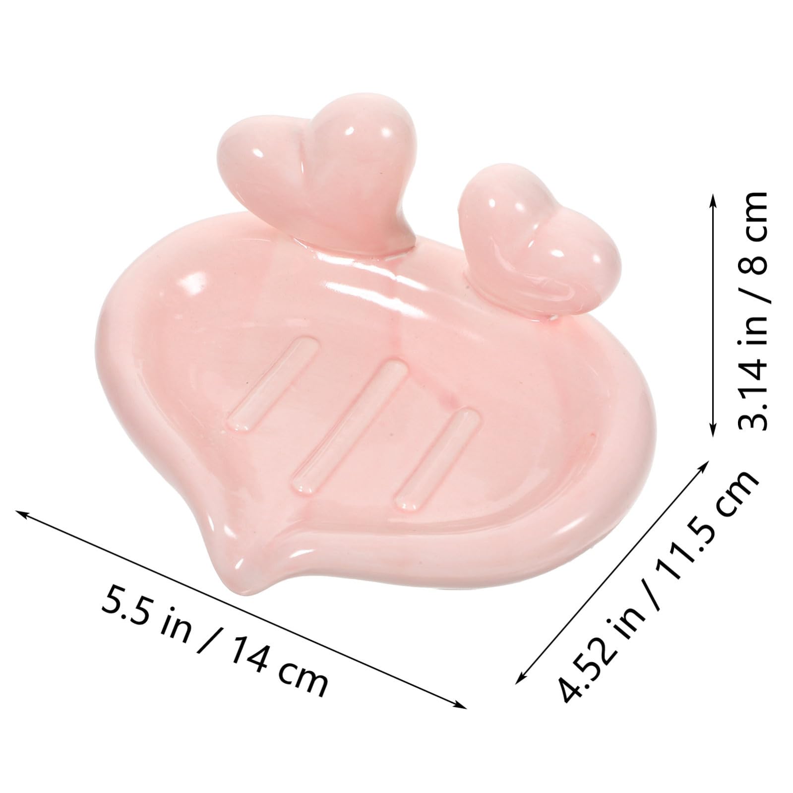 Jabonera de Baño en Forma de Corazón de Cerámica Rosa 1 Pieza | Diseño Creativo, Función de Drenaje, Fácil de Limpiar, para Aseo Público y Detalle de Obsequio
