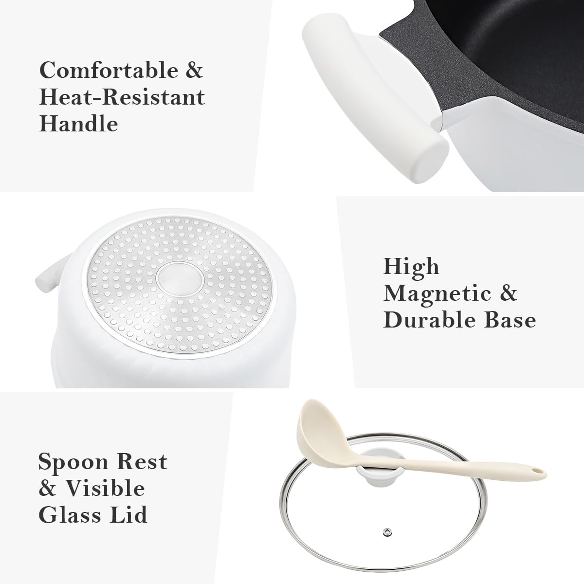 Ollas de vapor de 6 litros con tapa, olla antiadherente de 6 L con vaporizador de verduras, sin PTFE y PFAS, olla grande para cocinar al vapor, asas que se mantienen frías, compatible con