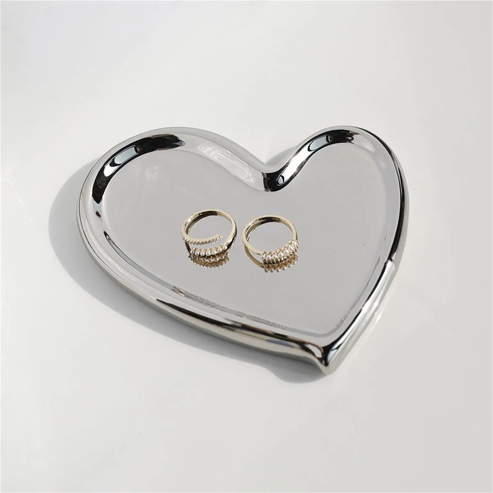 Schmuckschale 3 stücke Unregelmäßige Keramik Schmuck Tablett for Display Und Schlüssel Lagerung Desktop Dekorative Ornament(White Oval Plate)