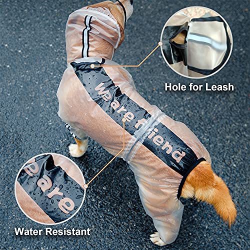 Olsa Dog Raincoat, Dog Hooded Slicker Poncho, 4 Legs Dog Rain Jacket With Reflective Stripe, Transparent Water Proof Resistant Dog Rain Snow Clothes For Small Medium Large Dogs #TOP2