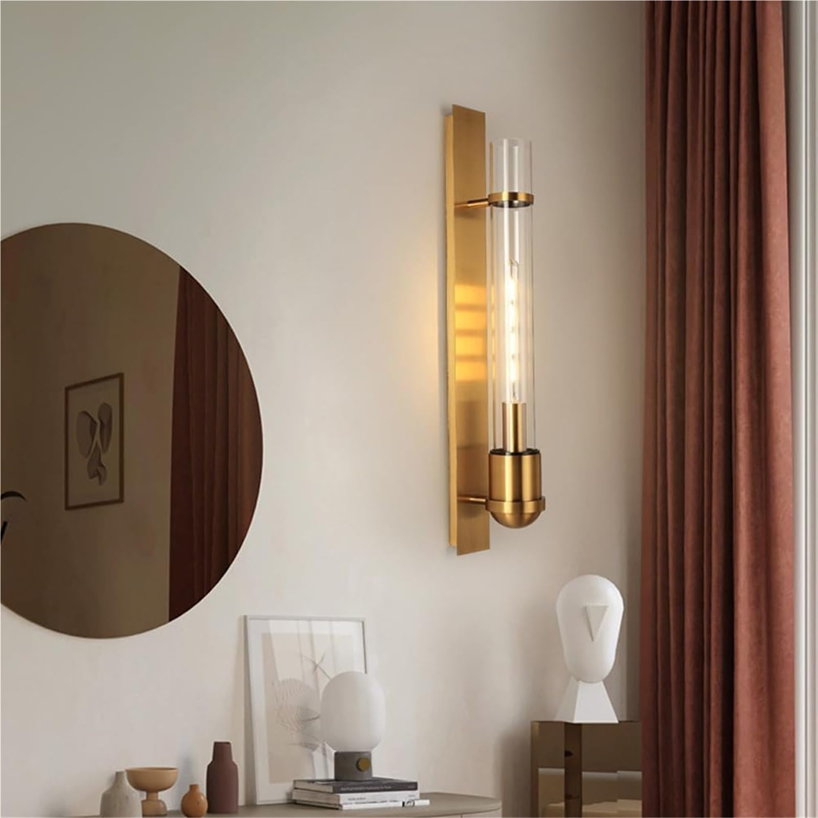 Barra Luminosa lineare in Vetro Mid Century da 23,6", luci da Parete per Interni a LED, lampade da Bagno Lunghe e antiche, Lampada da Montare nel corridoio in Stile Fattoria per l'illuminazi