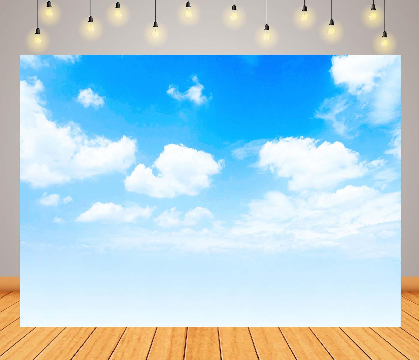 5x5FT Ciel Bleu Nuages Blancs Fond Photo
