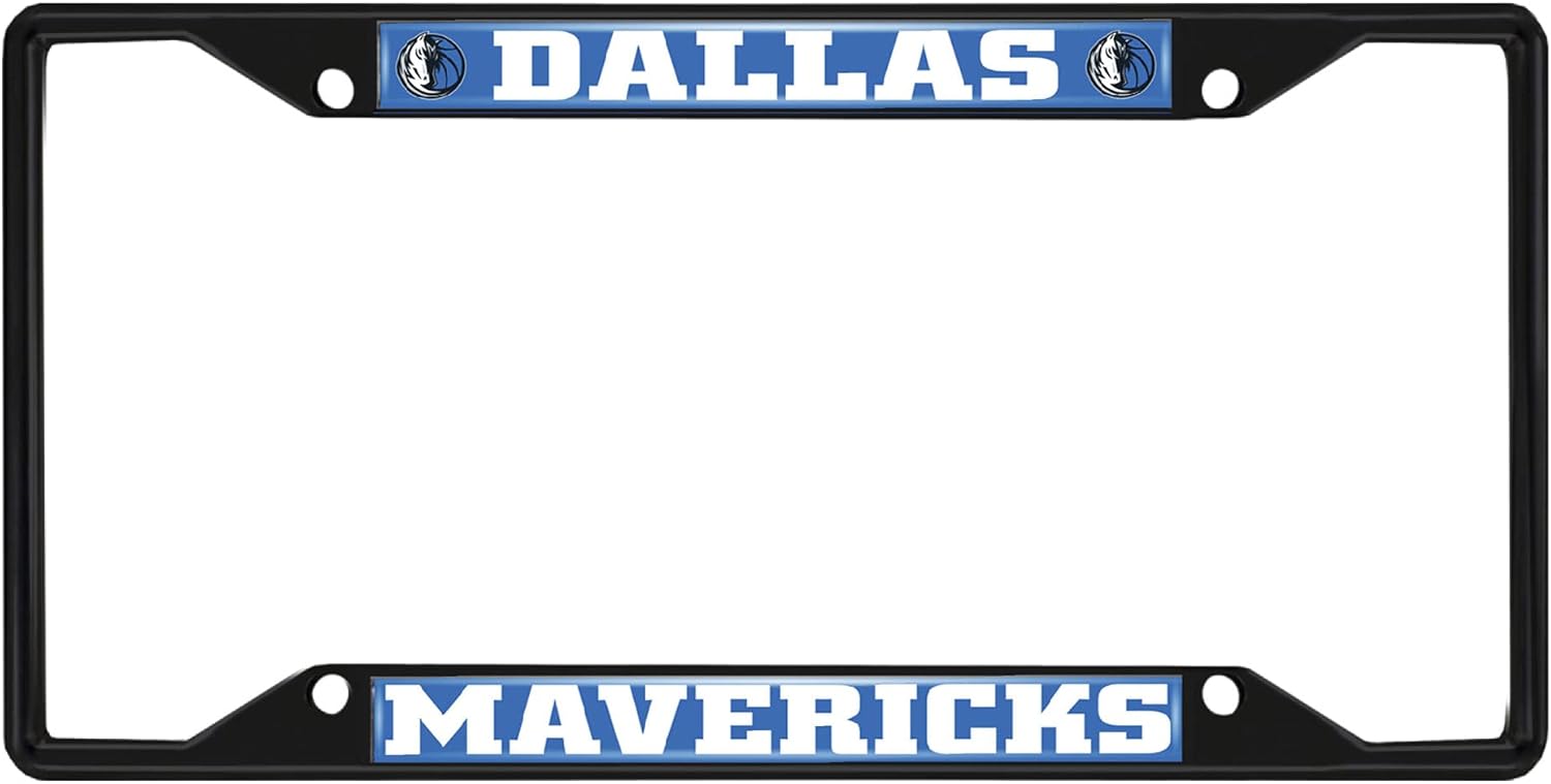 FANMATS 31329 Dallas Mavericks Metal License Plate Frame Black Finish