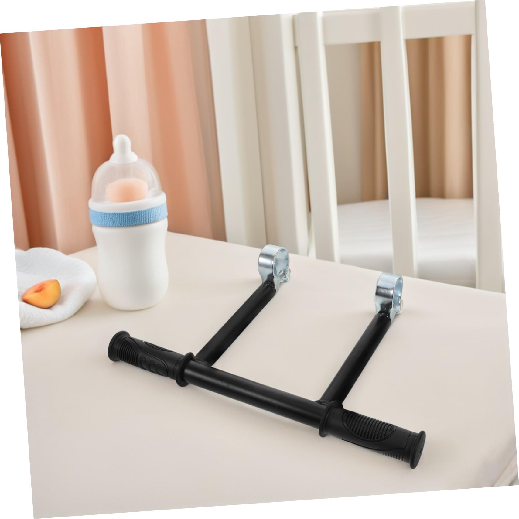 Mipcase Maniglia di Estensione per Passeggino Nero, Acciaio Inox e Plastica | Clip 32mm, Interasse Vite 14mm, Installazione Facile, Presa Ergonomica, Compatibile Uscite e Shopping