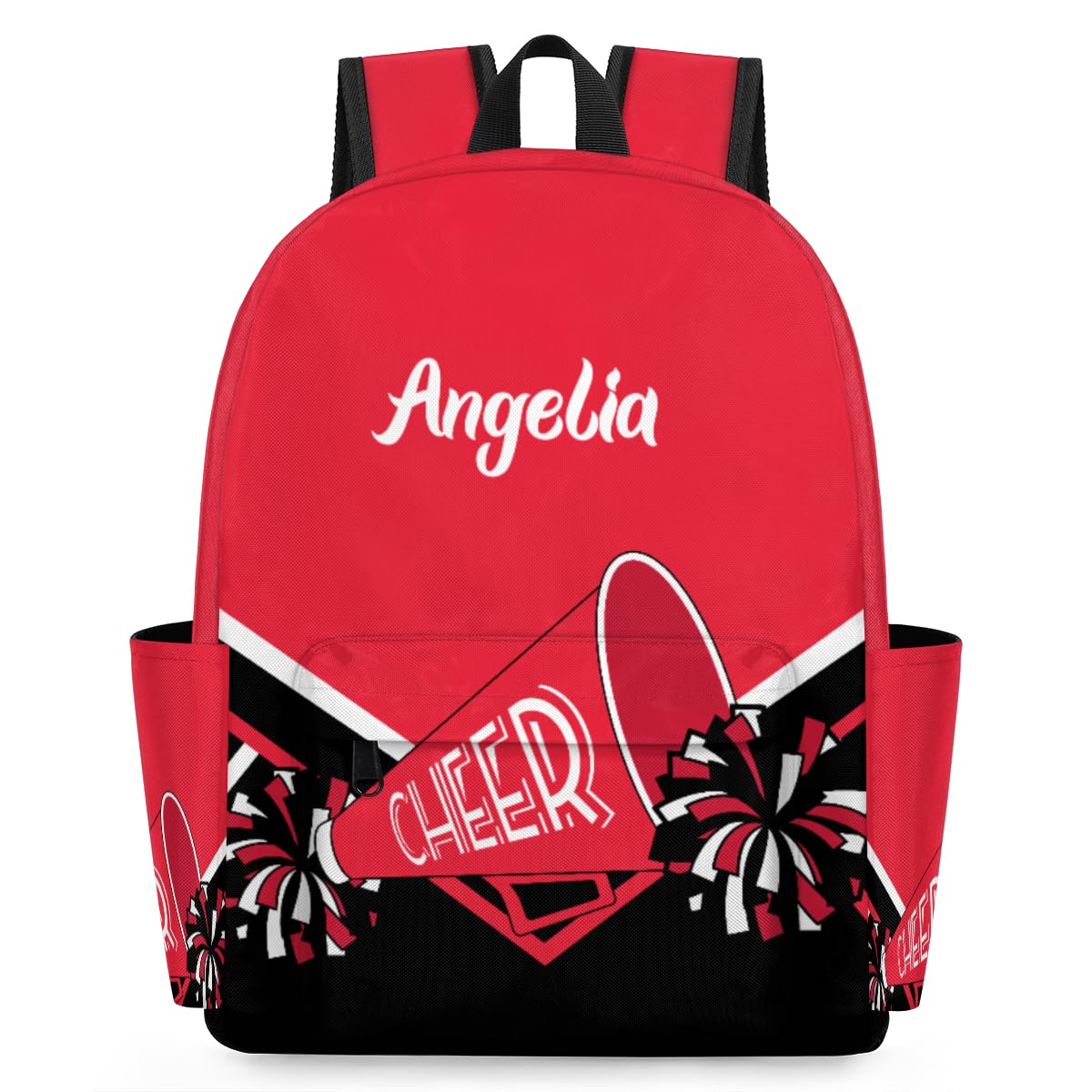 OMFUNS Cheer Red Black Customized Kids Backpack for Girls Colorful Cheerleaders Personalized Preschool Toddler Backpack Kindergarten Nursery Bookbag