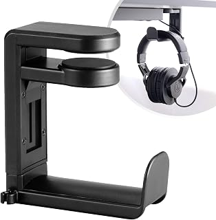 Desire2 Headphone Headset Stand Holder, 360 Degree Swivel Springed Clamp Headphone Desk Hanger Hook, for Momentum, Solo3, Studio3, QuietComfort Headphones and more - Black
