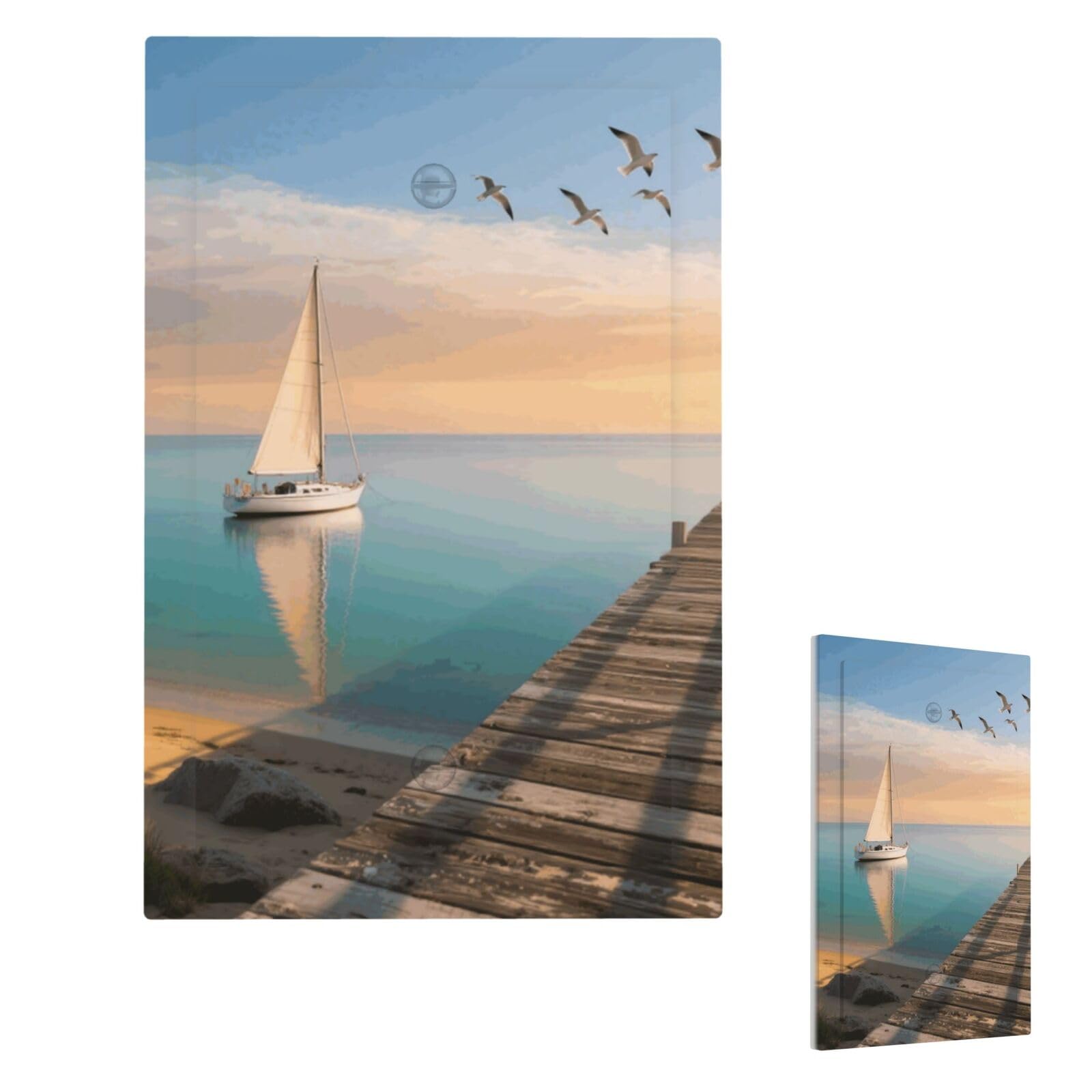 Beach Sailboat Seascape Wall Plate Cover Modern Decorative 1 Gang Light Switch Cover Unbreakable Receptacle Outlet Covers For Living Room Bedroom Home Decor Single Blank