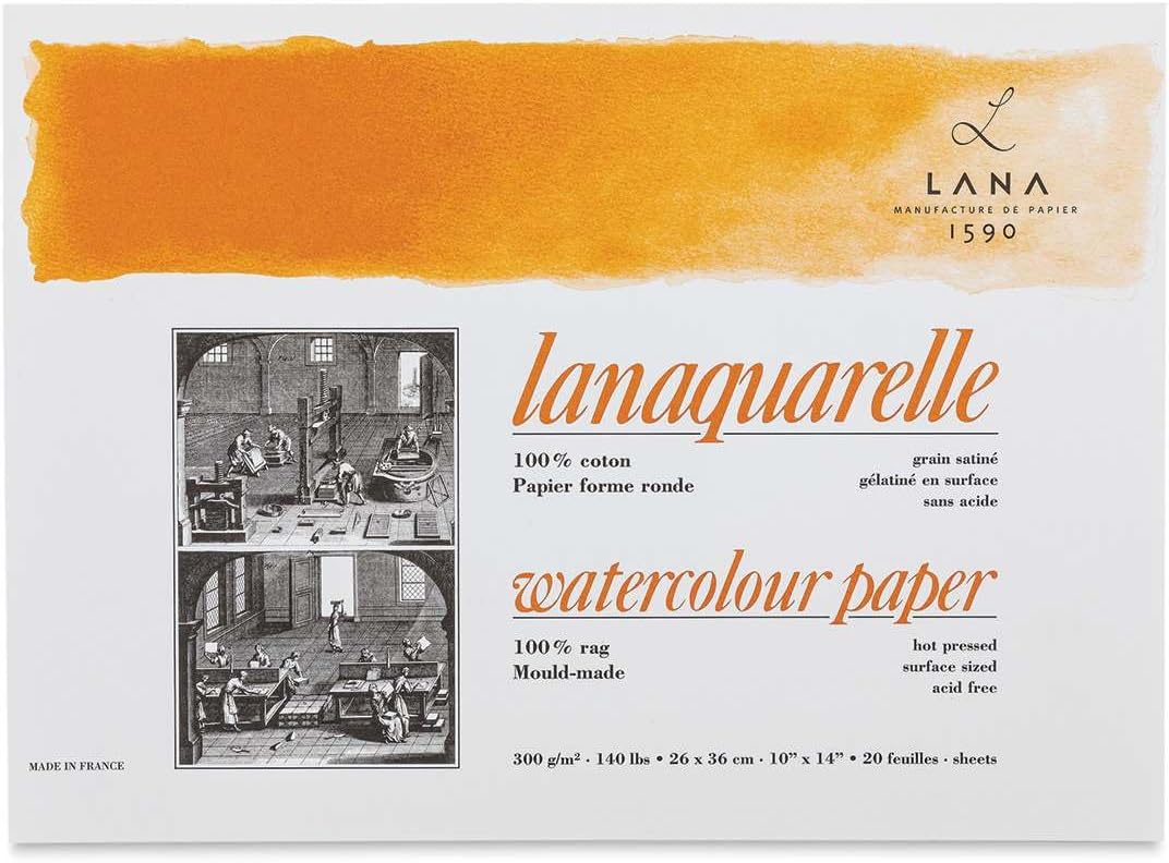 Watercolor Paper Hot Press Block 10x14"