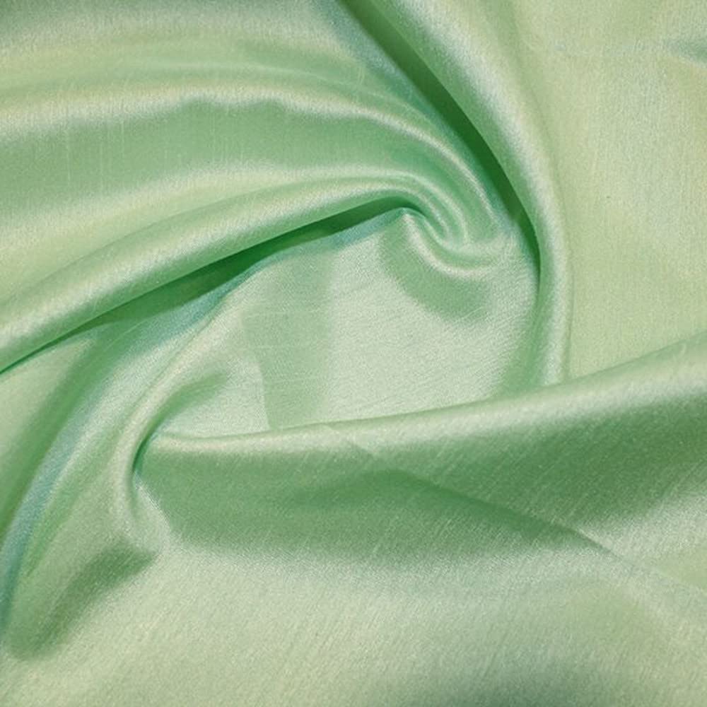 Satin Backed Shantung Dupion Faux Silk Dress Fabric Lightweight 146cm Wide (Per metre) (Honeydew)