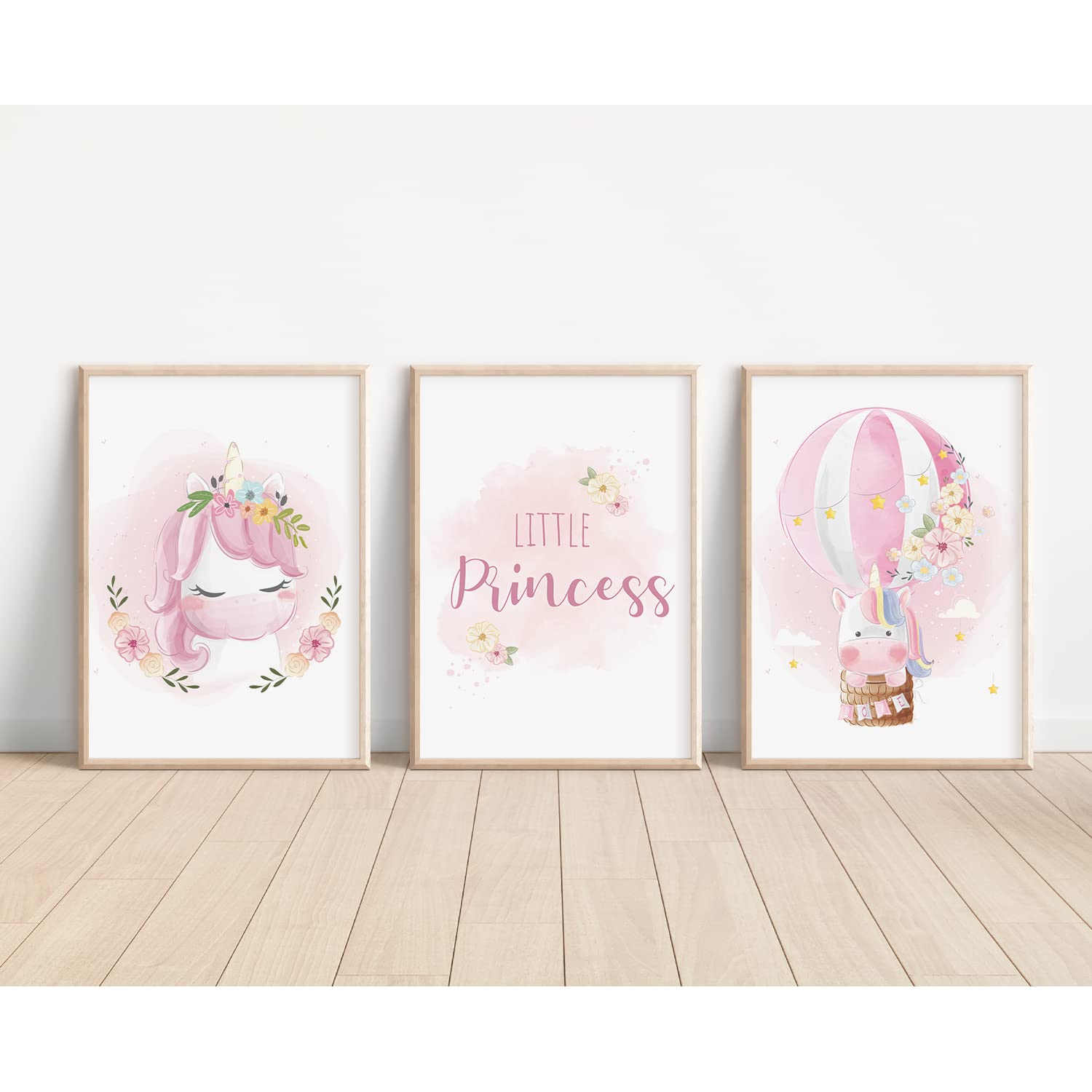 MeinBaby123 Lot de 3 images de licorne pour chambre d'enfant - Format A4 - Lot de posters décoratifs - Cadeaux pour fille - Cadeau bébé (V5)