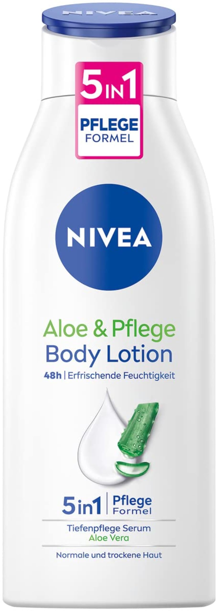 NIVEA Aloe & Pflege Body Lotion (400 ml), Krpercreme fr trockene Haut mit  5in1 Pflege Formel und Tiefenpflege Serum, Hautcreme mit Aloe Vera ...