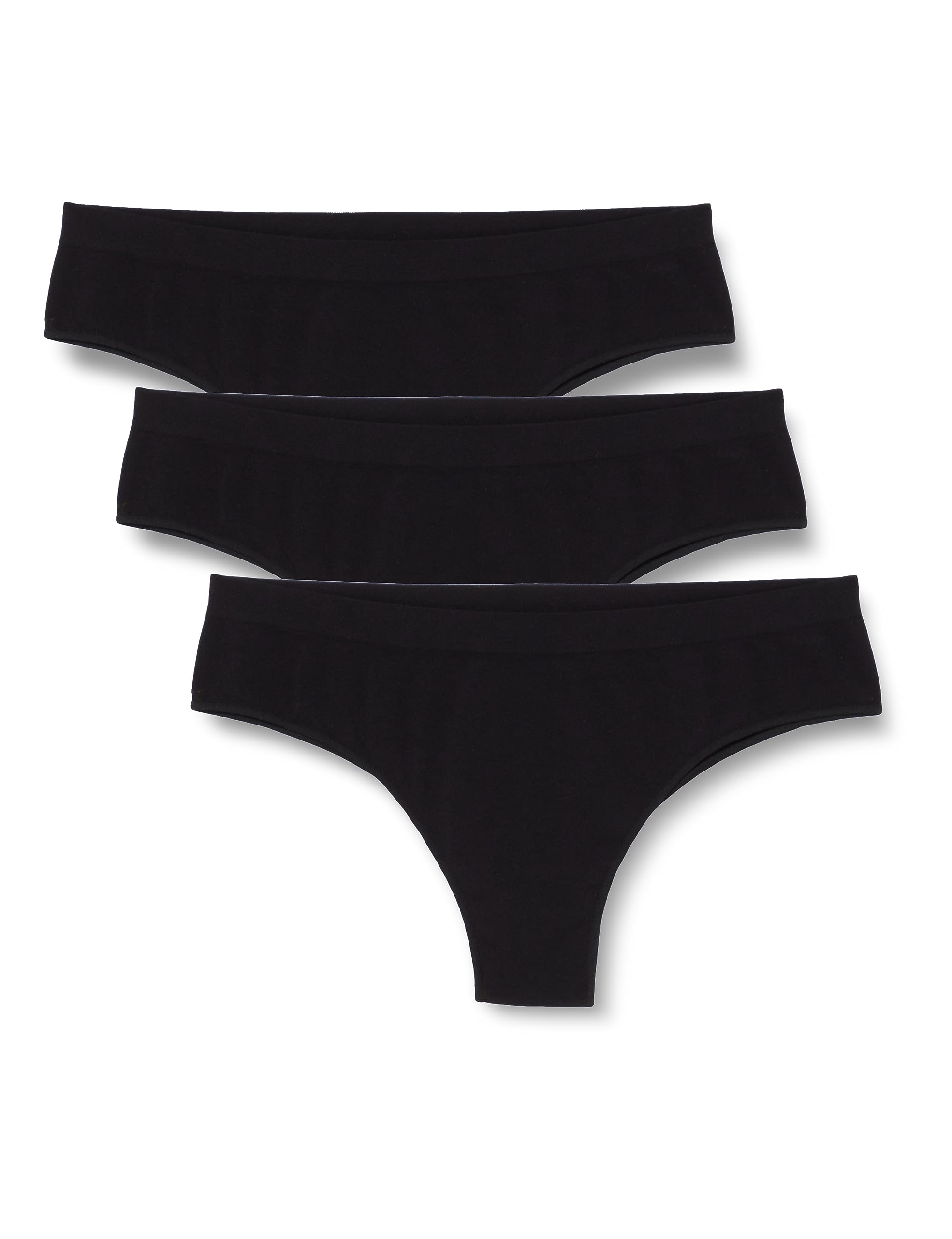 POMPEA 3 Pieces Soft Microfibre Women's Brazilian Underwear Briefs, Black, S-M