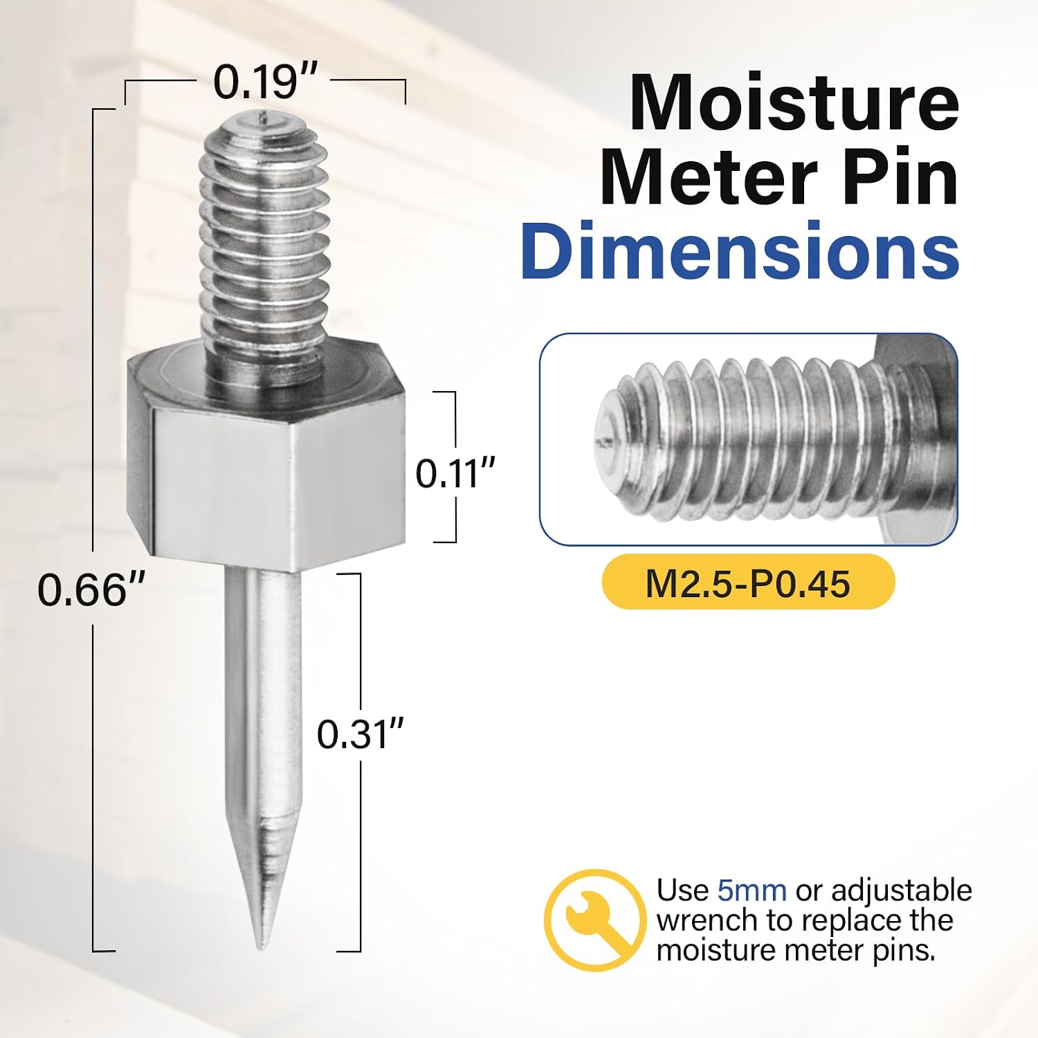 Moisture Meter PIN3 Pins Replacement for General Tools MMD4E, Set of 6 Pins | Pins Fit for MMD4E, RHMG650 & RHMG700DL Digital Moisture Meters