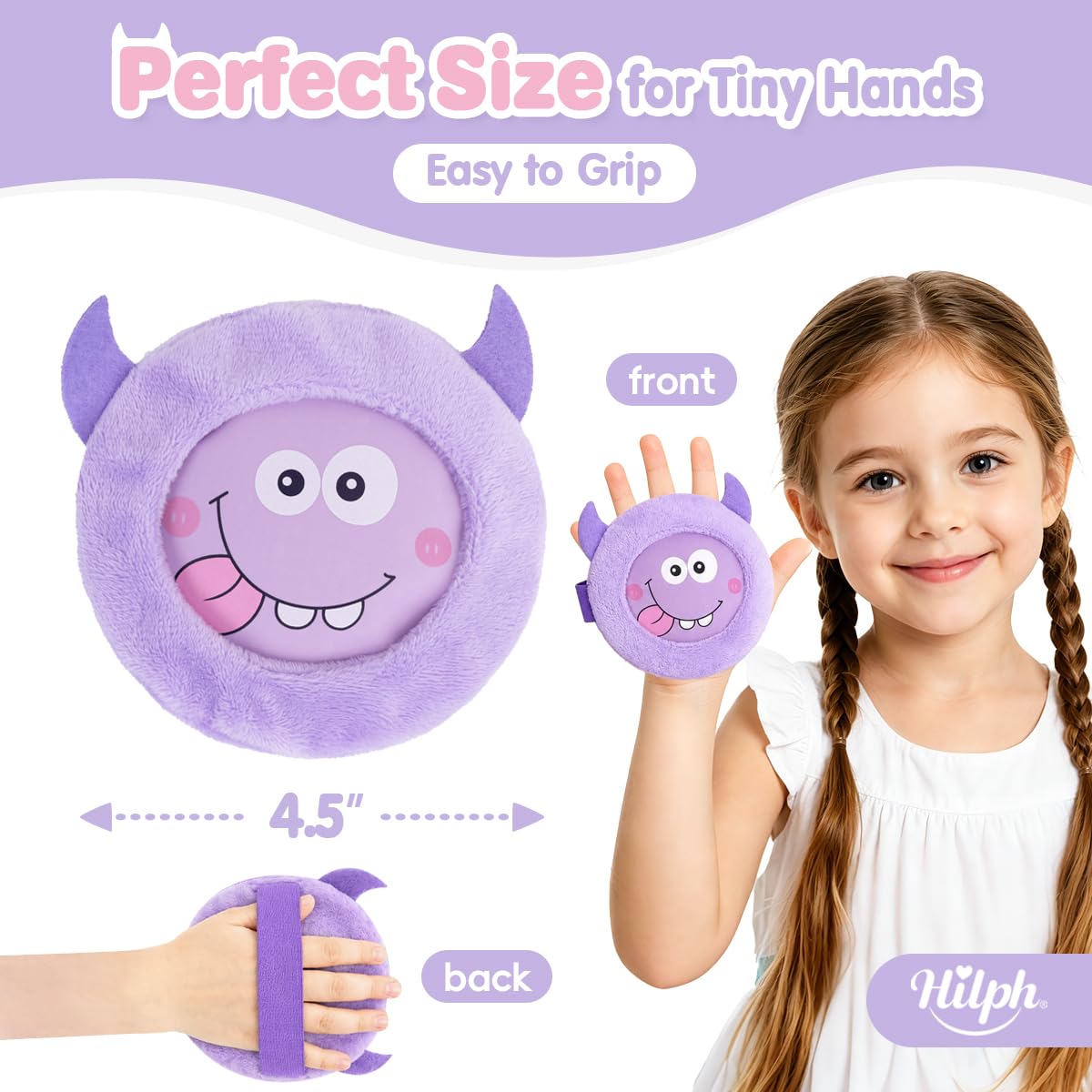 Hilph Lot de 4 compresses rafraîchissantes pour enfants avec housse en tissu doux pour enfants - Compresse froide et chaude - Gel non toxique - Petit pack de glace pour enfants - Pour la fièvre