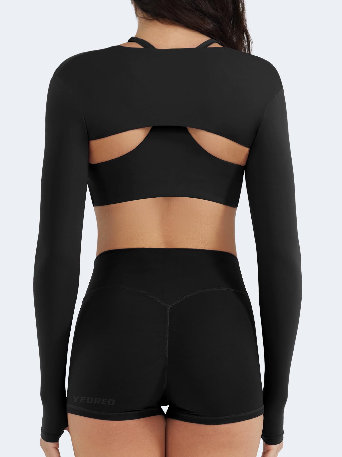 Crop Top Long Sleeve Bolero Open Front Workout Cropped Shirts Sports Shrug