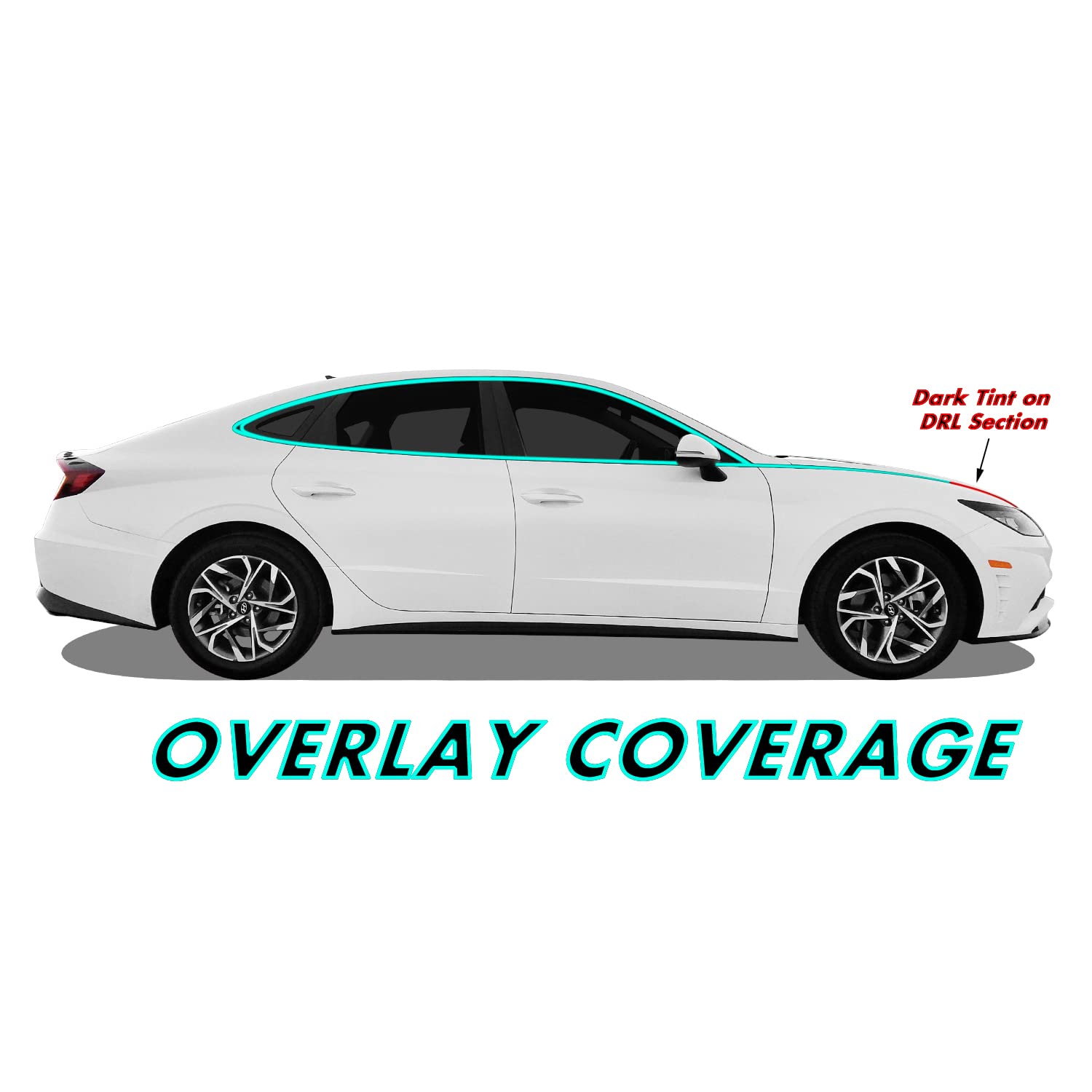 SlickMod Chrome Delete Blackout Vinyl Overlay for 2020-2022 Hyundai Sonata Window Trim (Gloss Black)