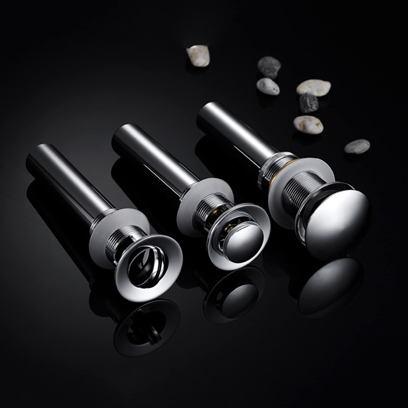 Tubo di scarico per lavello pop-up Tappo di scarico scanalato pop-up per lavabo da bagno, vasca da bagno, cromato (Chrome D)