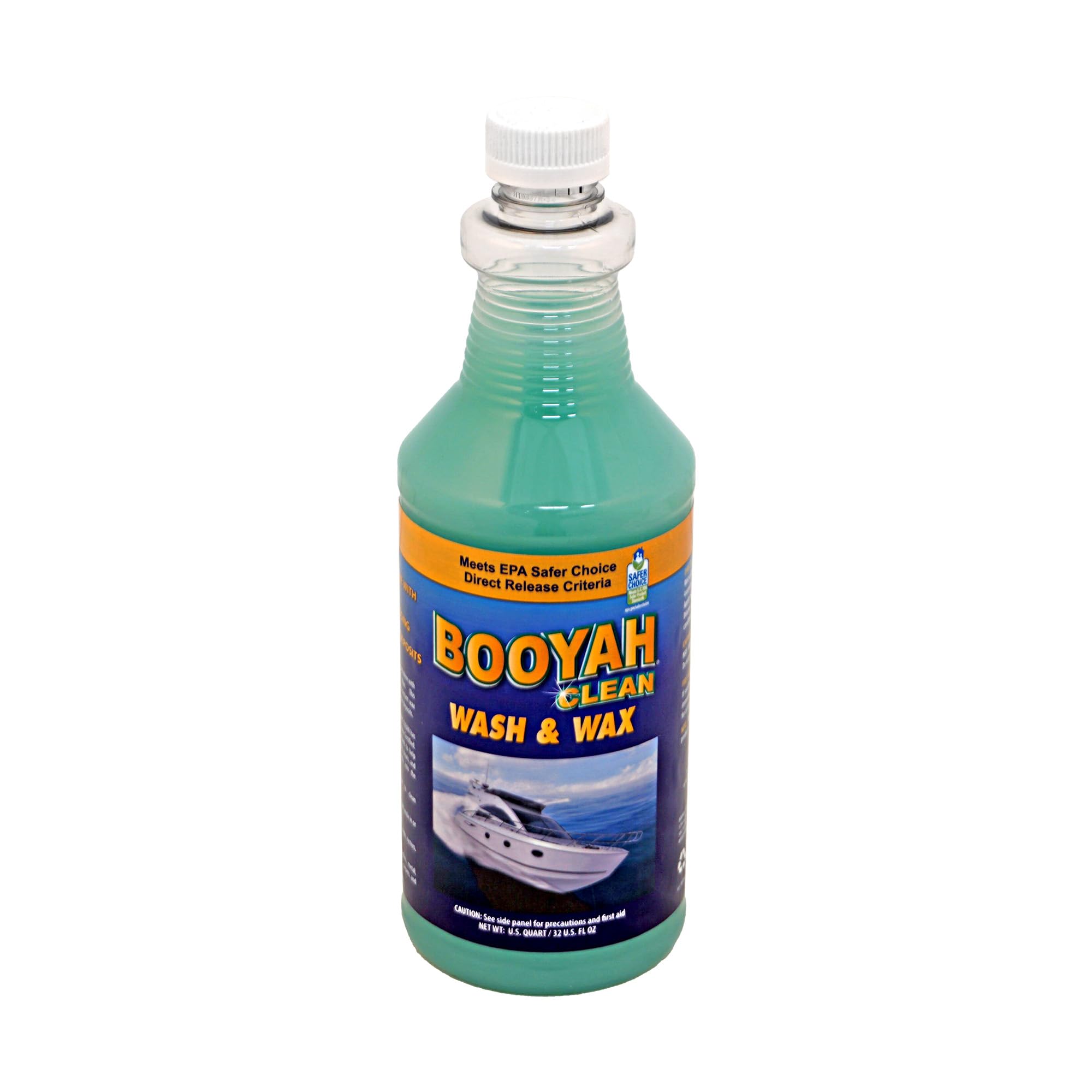 Booyah Clean Boat Wash & Wax – Concentrated Boat Wash Fortified with Carnauba Wax, Reduces Salt and Hard Water Deposits – Meets EPA Safer Choice Direct Release Criteria