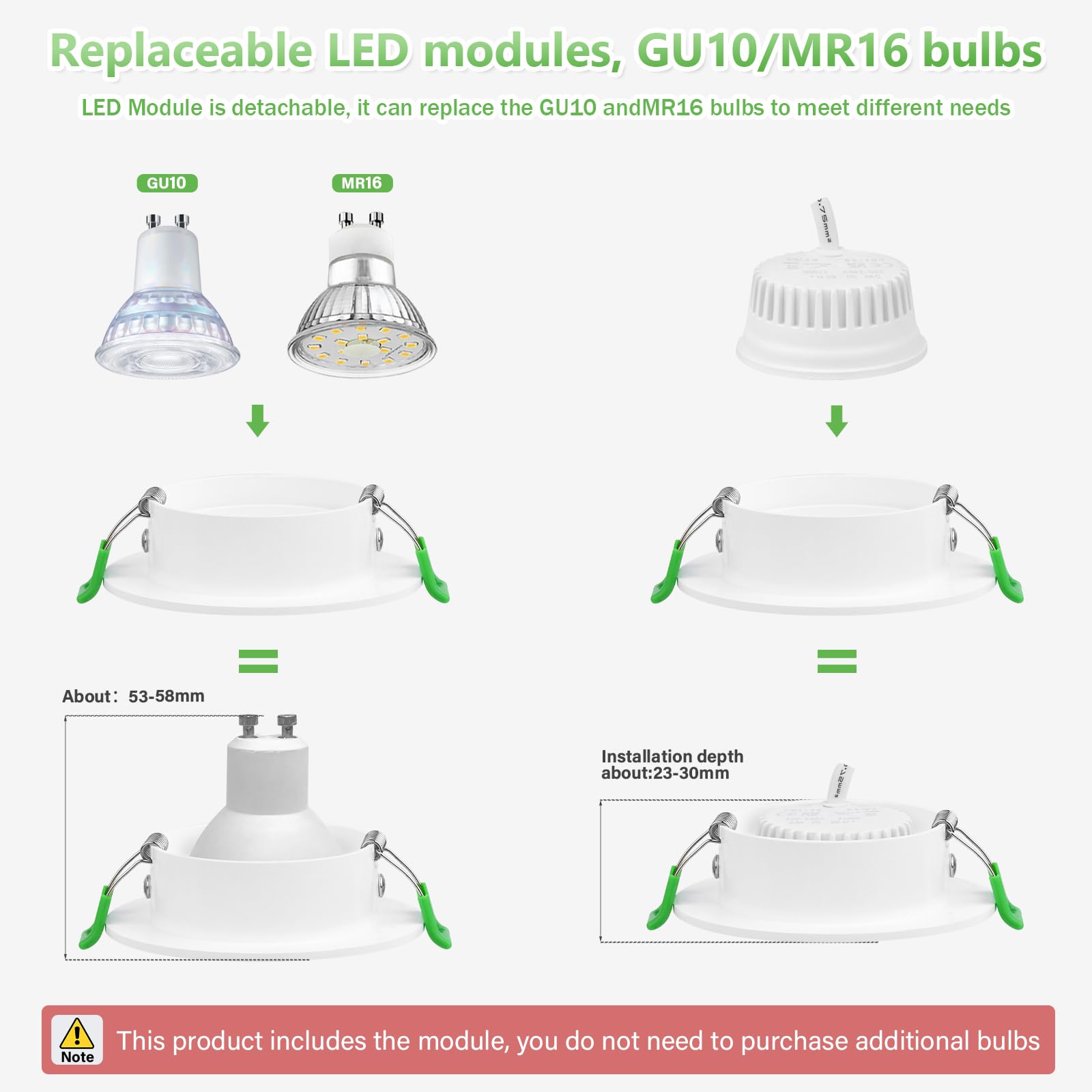 YindaLux 6x Foco empotrable LED 230V 5W 550LM 45° Orientable IP44 Spot de techo 2700K Luz cálida Spot LED Taladro 68mm Luz empotrada Plana GU10 Spots empotrable para Baño Salón Blanco, No regulable