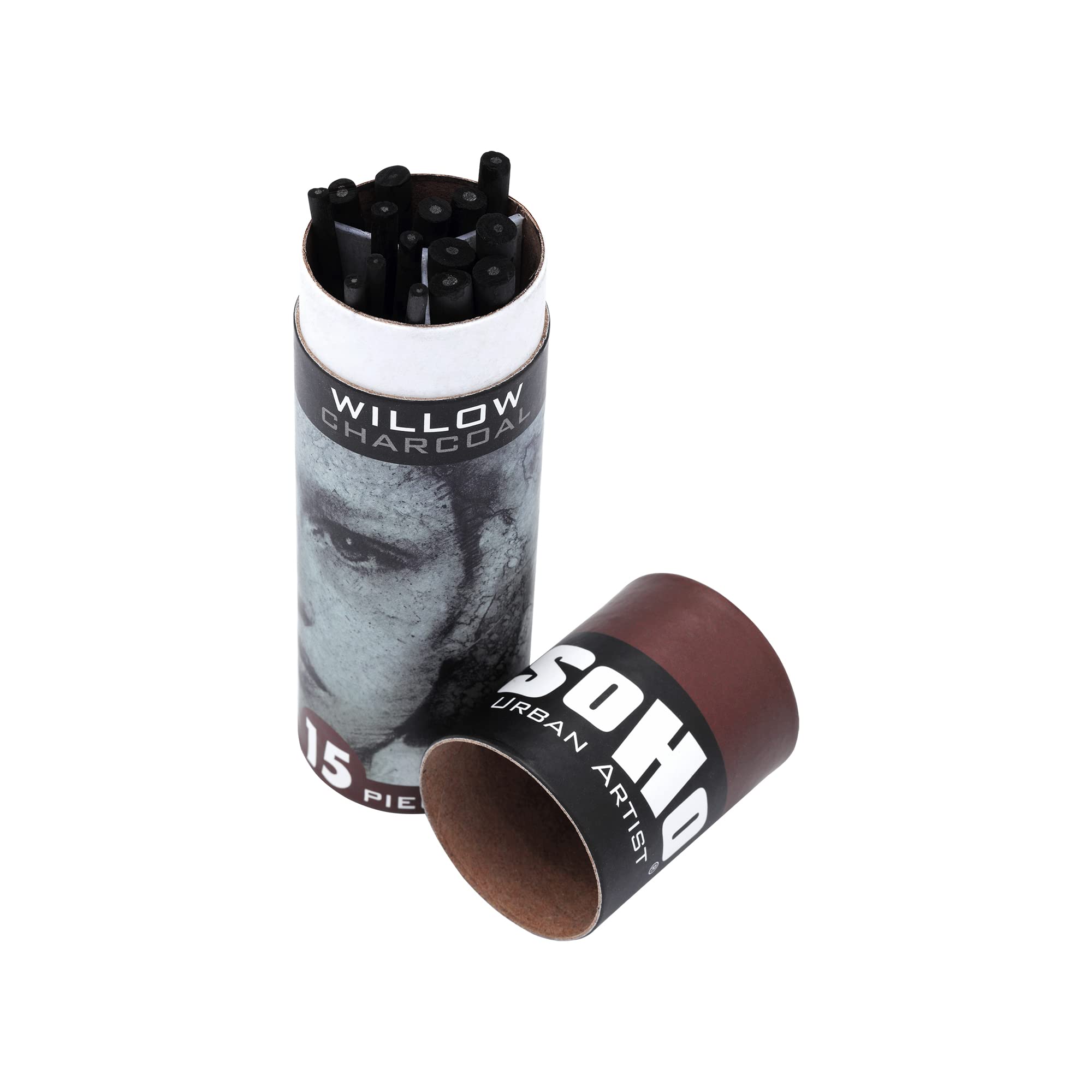 Soho Urban ArtistWillow Charcoal - Drawing Charcoal for Artists, Students, Blending, Live Figure Drawing, & More! - [Black - Set of 15 Mixed Sizes]
