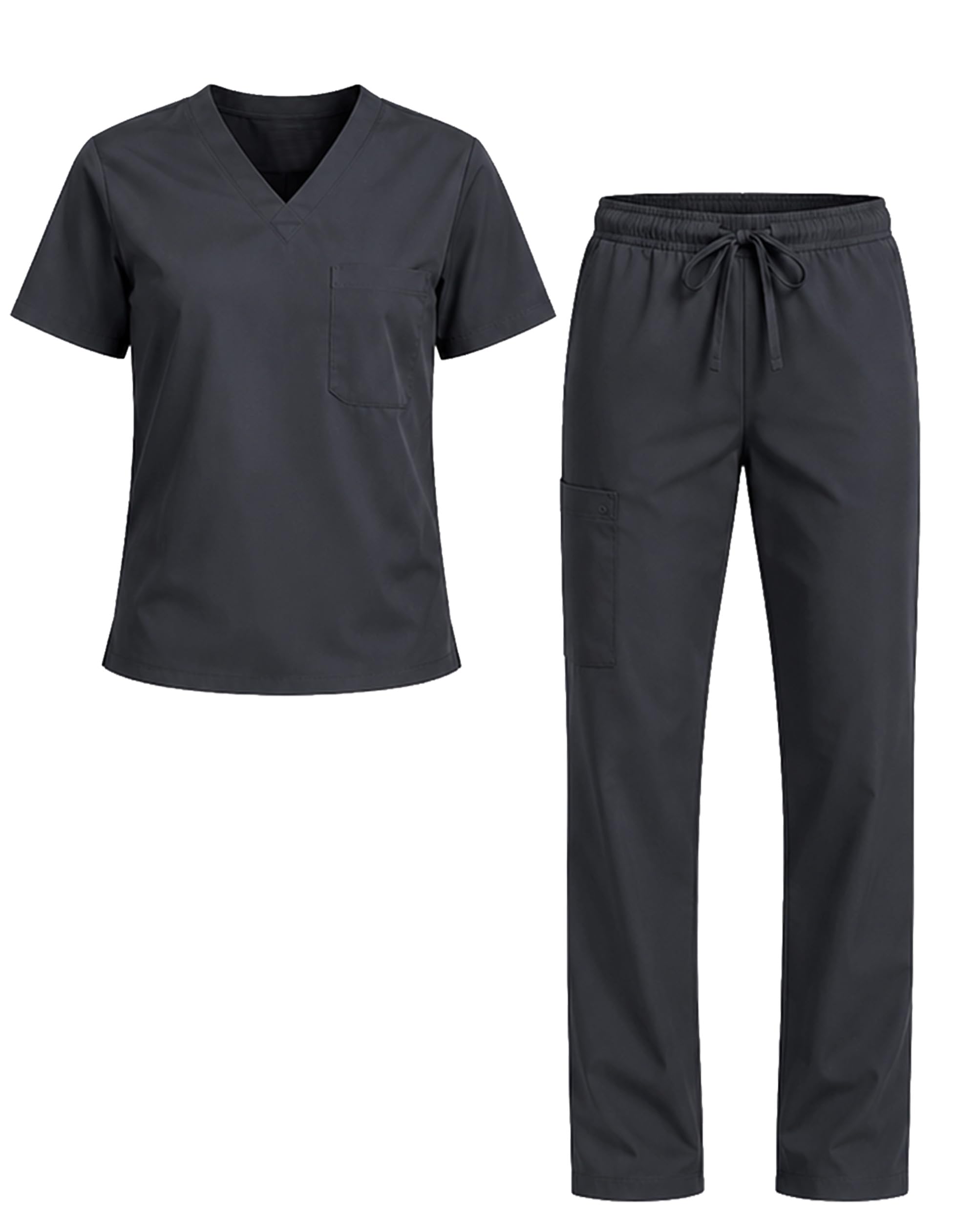 allheart Unisex Scrub Sets for Men & Women V-Neck Top with Scrub Pant