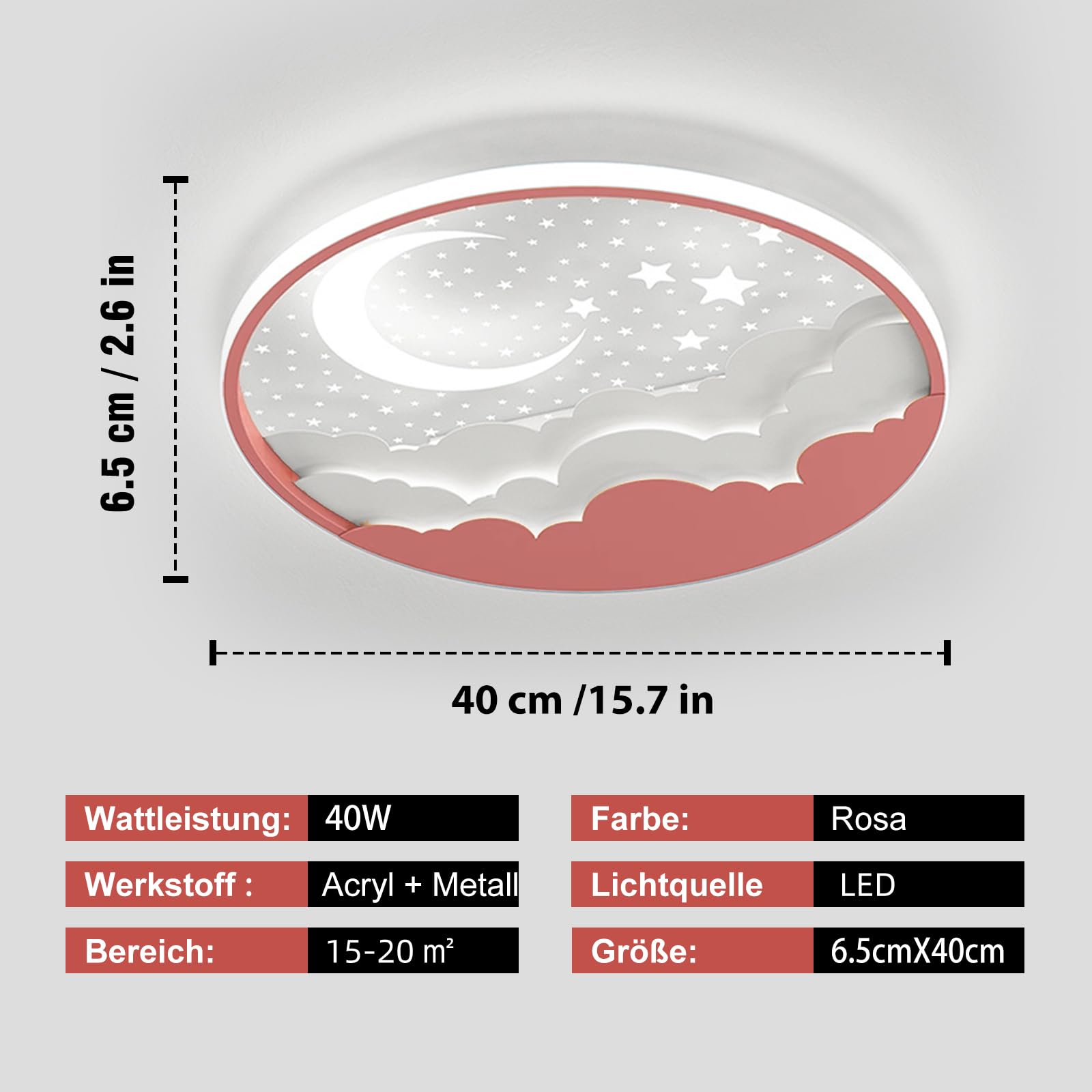 Lampa Dziecięca Sufitowa LED, Nowoczesna Księżyc Lampa Sufitowa z pilotem, do Dzieci, Dziewczynek, Chłopców, do Salonu, Sypialni, Pokoju