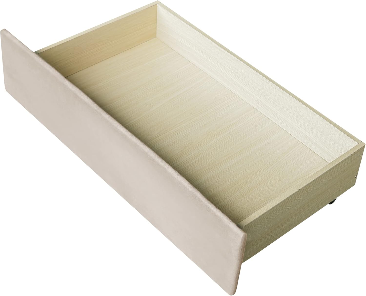 Twin Size Upholstered Daybed with Storage Drawers, Velvet Fabric Platform Sofa Bed Frame with Wooden Slats, No Box Spring Needed, Beige