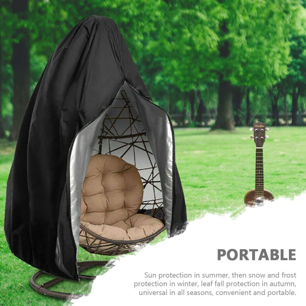 Housse de Chaise Suspendue Noire en Polyester, Étanche, Forme Œuf