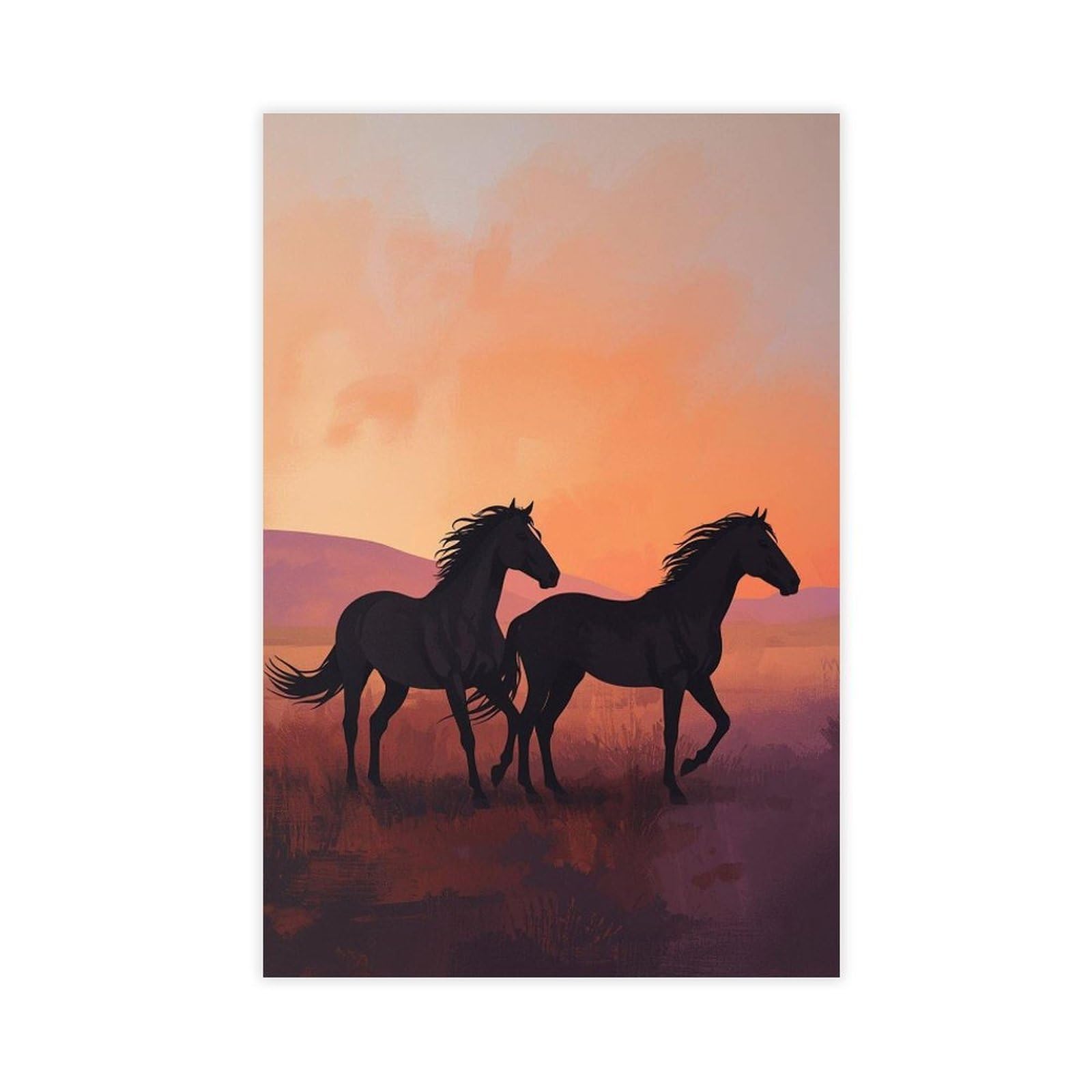 MRYCQ Wild Horses at Sunset Poster Canvas Poster for Dorm Room Decor Gift