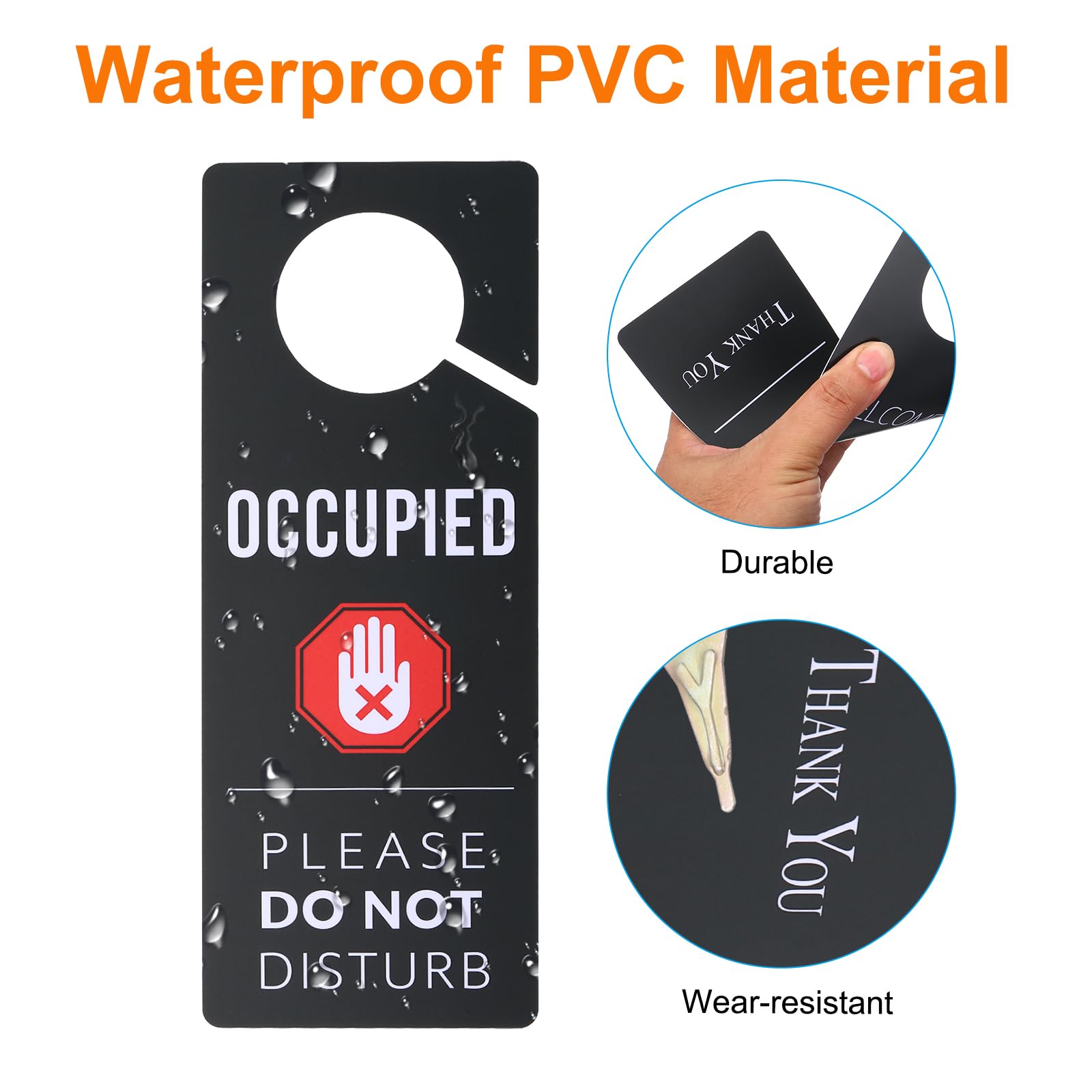 PATIKIL Do Not Disturb Door Hanger Sign, 2 Pcs PVC Double Sided Occupied Door Sign Decor for Office Meeting, Session, Home - Image 3
