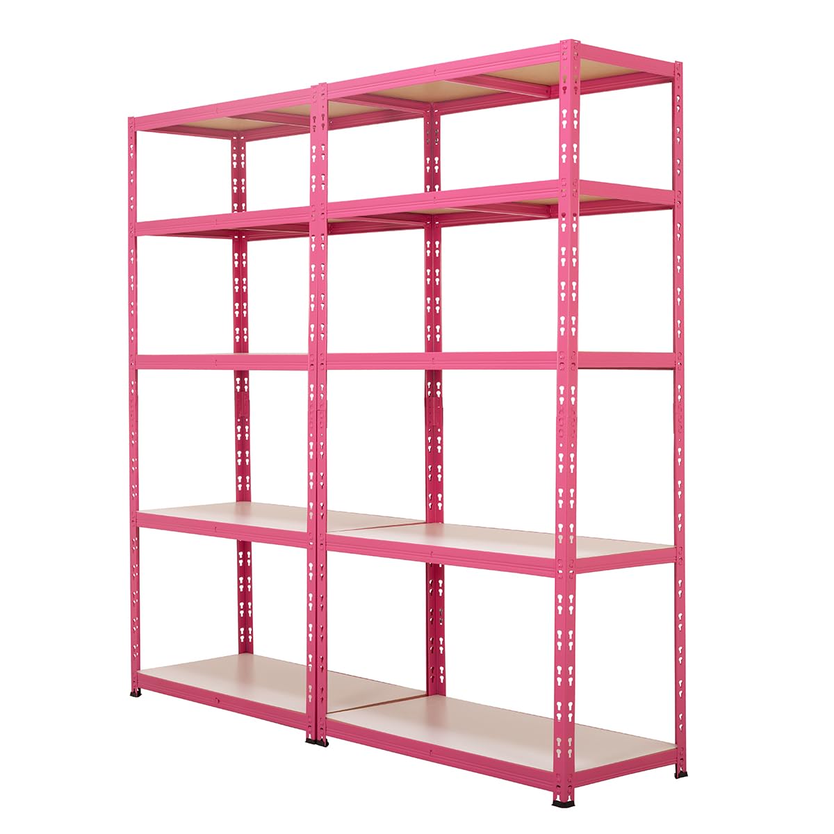 BiGDUG Heavy Duty Garage Shelving Unit 2 Bay - Pink With Purpose - 179H x 90W x 45D cm - 200kg UDL Per Shelf (1000kg Per Bay) - 2x Pink Storage Shelves - 5 Tier Shed Shelving