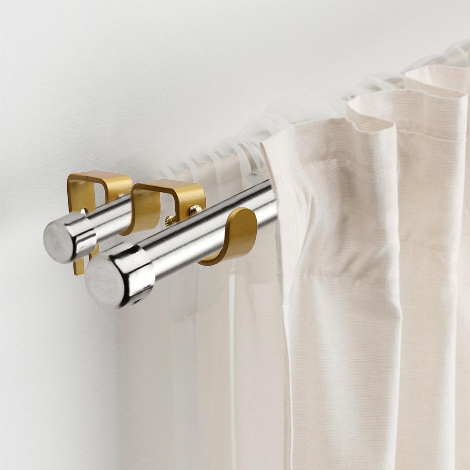 Double Curtain Rod Brackets - Gold Finish -5