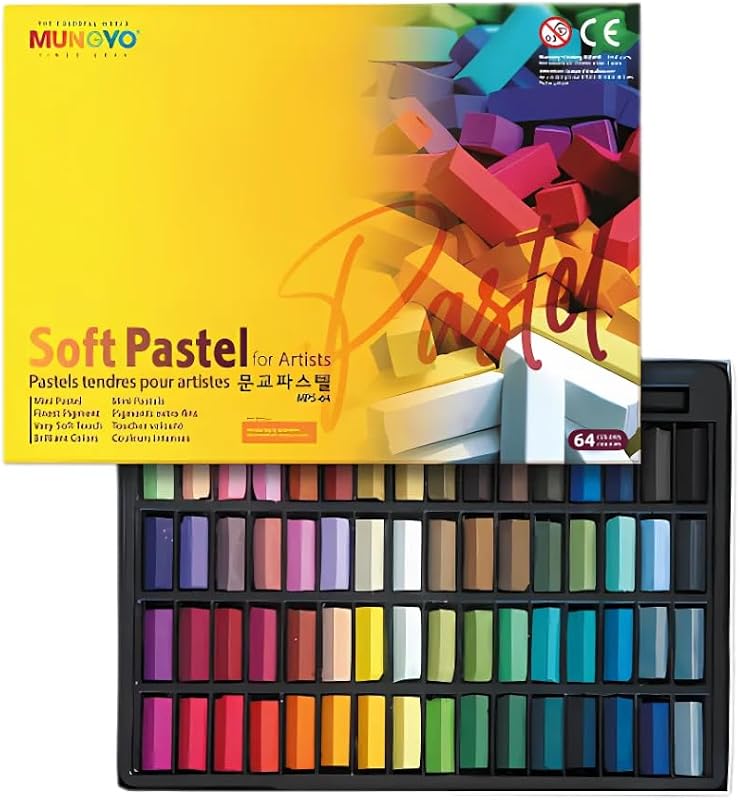 MUNGYO Juego de pasteles suaves – 64 colores vibrantes para artistas | Suave y mezclable | Forma cuadrada
