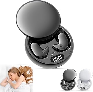 Sleep Ear Buds,Invisible Sleep Wireless Earphone, Invisible Earbuds Wireless Bluetooth, Comfortable Fit LED Power Display for Sleeping, Working, Hiking (Black)