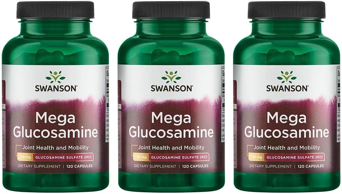 Swanson Mega Glucosamine Glucosamine Sulfate 2Kcl 750 Milligrams 120 Capsules (3