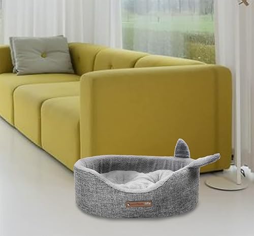 Miniatura 6 de Camas ovaladas para mascotas para gatos y perros pequeños, cama para mascotas, cama para mascotas, felpa corta ultrasuave, algodón PP lavable de