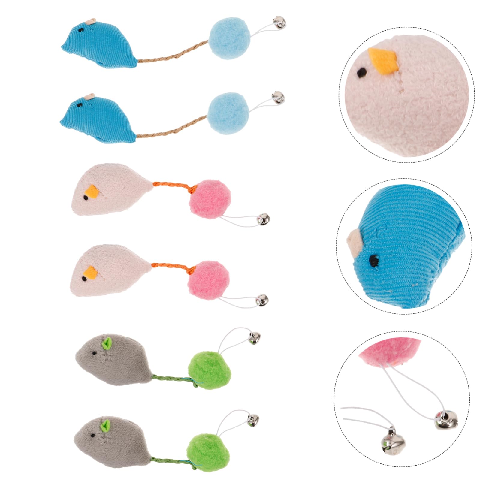 6pièces Jouet Souris pour Chat Jouet Interactif avec Clochette Lot de Souris De Jeu pour Chat Divertissant Ennui