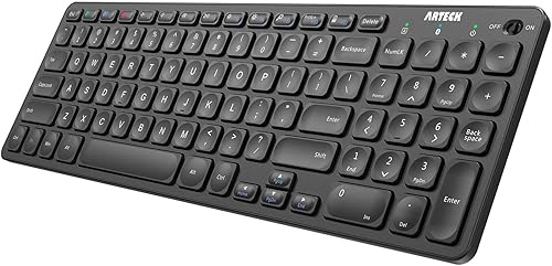 Arteck HB305-2 Teclado Bluetooth universal multidispositivo Teclado Bluetooth ultra compacto inalámbrico con teclas de acceso rápido multimedia para