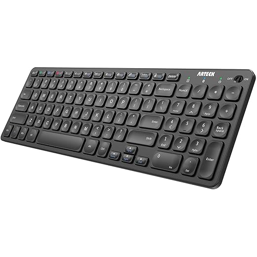 Arteck HB305-2 Universal Multi-Device Bluetooth Keyboard Ultra Compact Wireless Bluetooth Keyboard with Media Hotkeys for Windows iOS iPad OS Android Computer Desktop Laptop Surface Tablet Smartphone