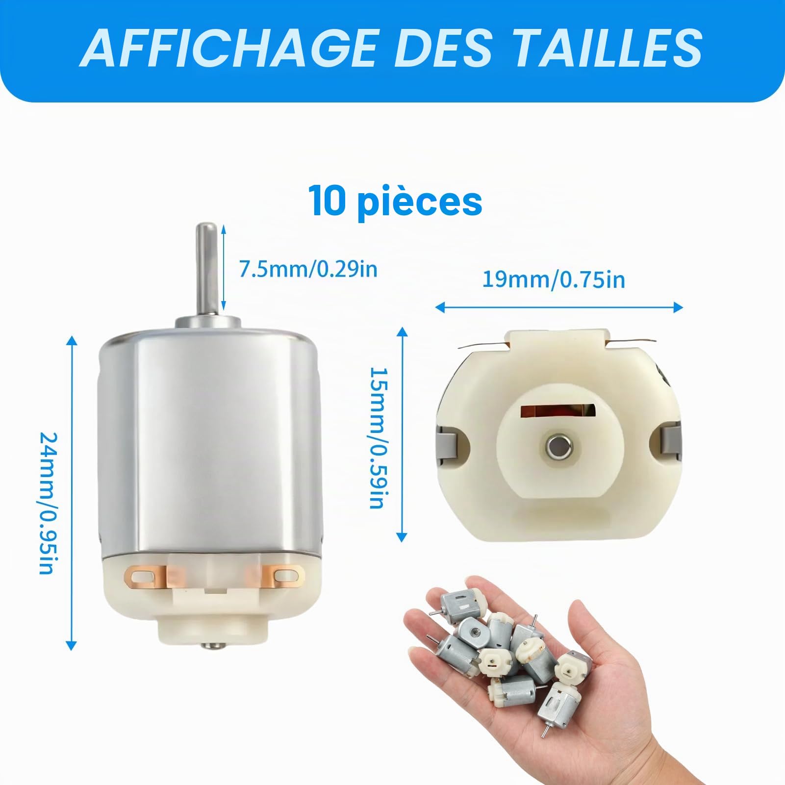 Lot de 10 mini moteurs DC 1,5 V-6 V Micro130 19500 tr/min pour jouets robot DIY