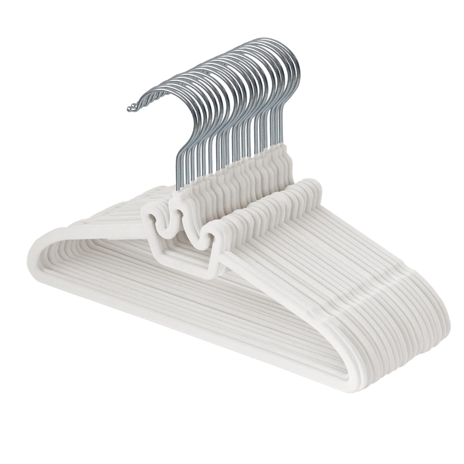 ManGotree Baby-Samtbügel, rutschfeste Filz-Kinderkleiderbügel, 32 cm Niedliche Kronenbügel für den Kleiderschrank, Platzsparende Kleinkindbügel für Babykleidung (20 Stück, Weiß)