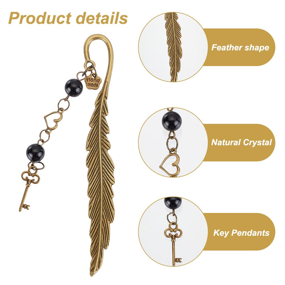 DELORIGIN 10pcs Feather Bookmarks - Image 3