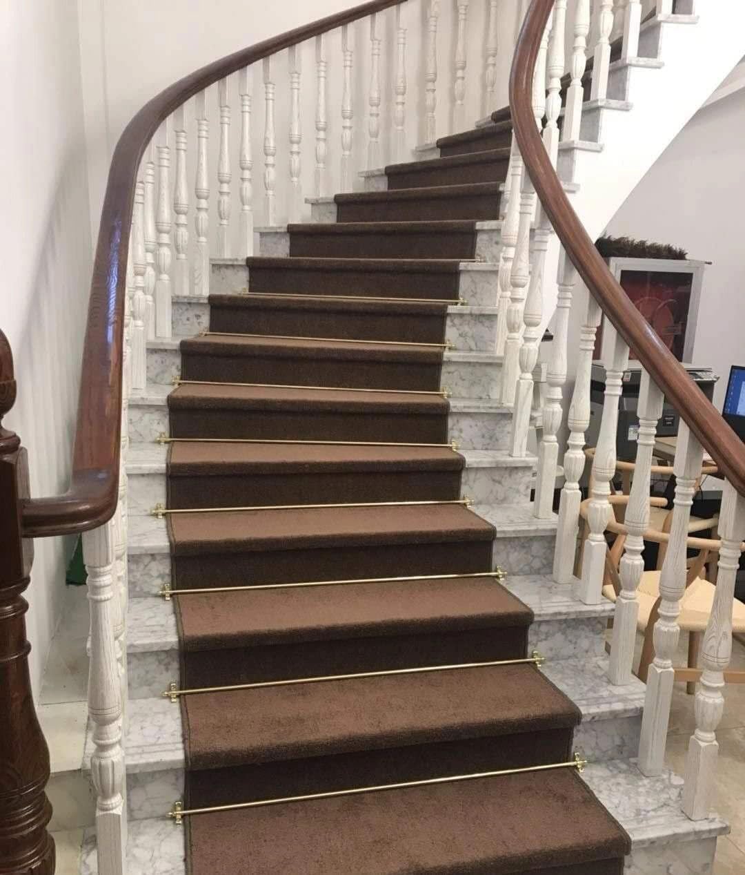 Stair Carpet Rods, Gold Stair Carpet Rod Set for Residential, Hollow Stair Carpet Runner Rods with Spherical Trim(75cm/30in/2.5ft)