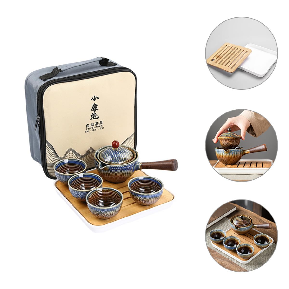 POPETPOP Juego de Tetera de Cerámica Portátil para Viajes Diseño Elegante Completo para Aficionados al Té en Casa y Obsequio