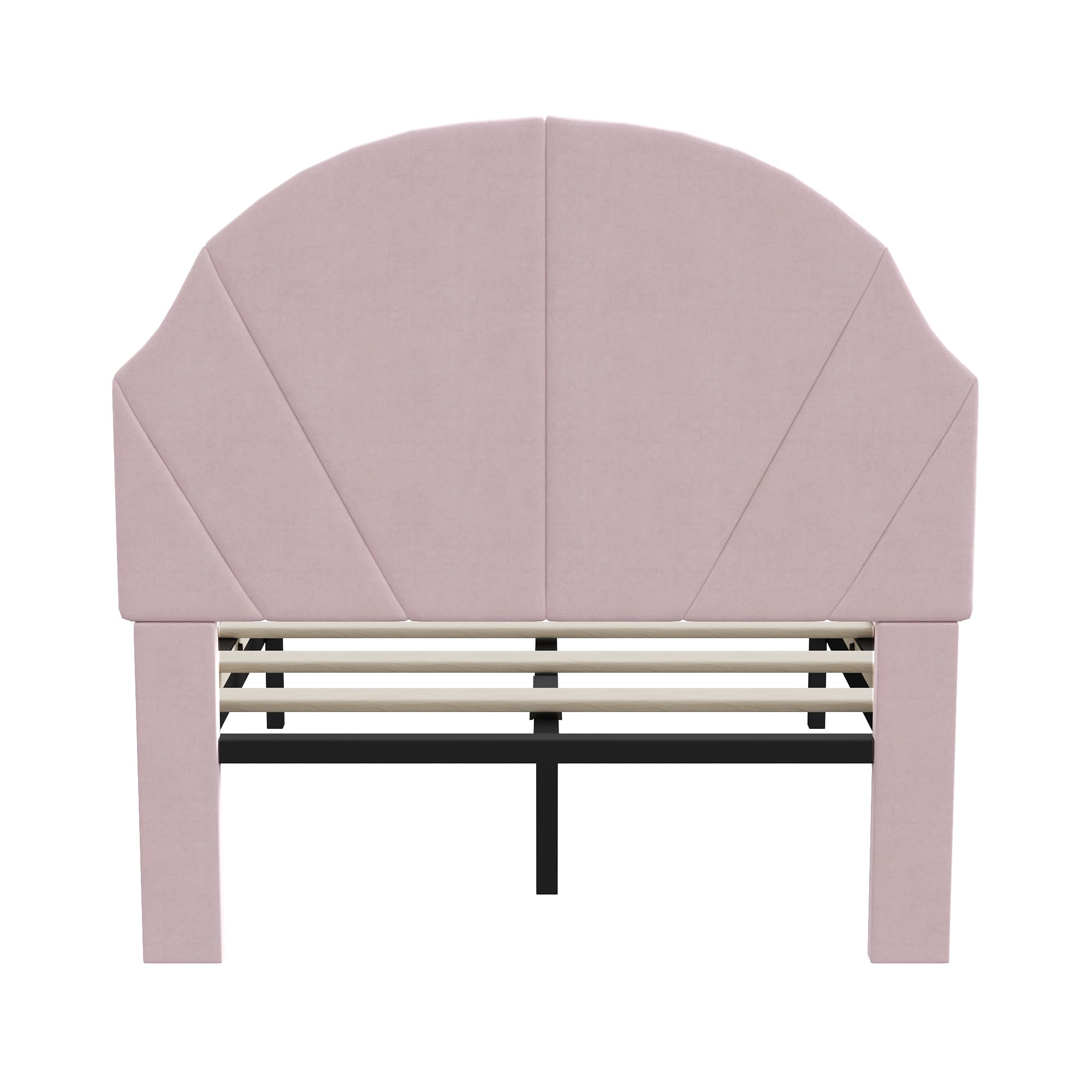 Lit Enfant Rembourré 90x200cm,Tête de Lit Réglable en Hauteur,Cadre de lit pour Enfants avec Sommier à Lattes,Facile à Assembler,Velours, Rose