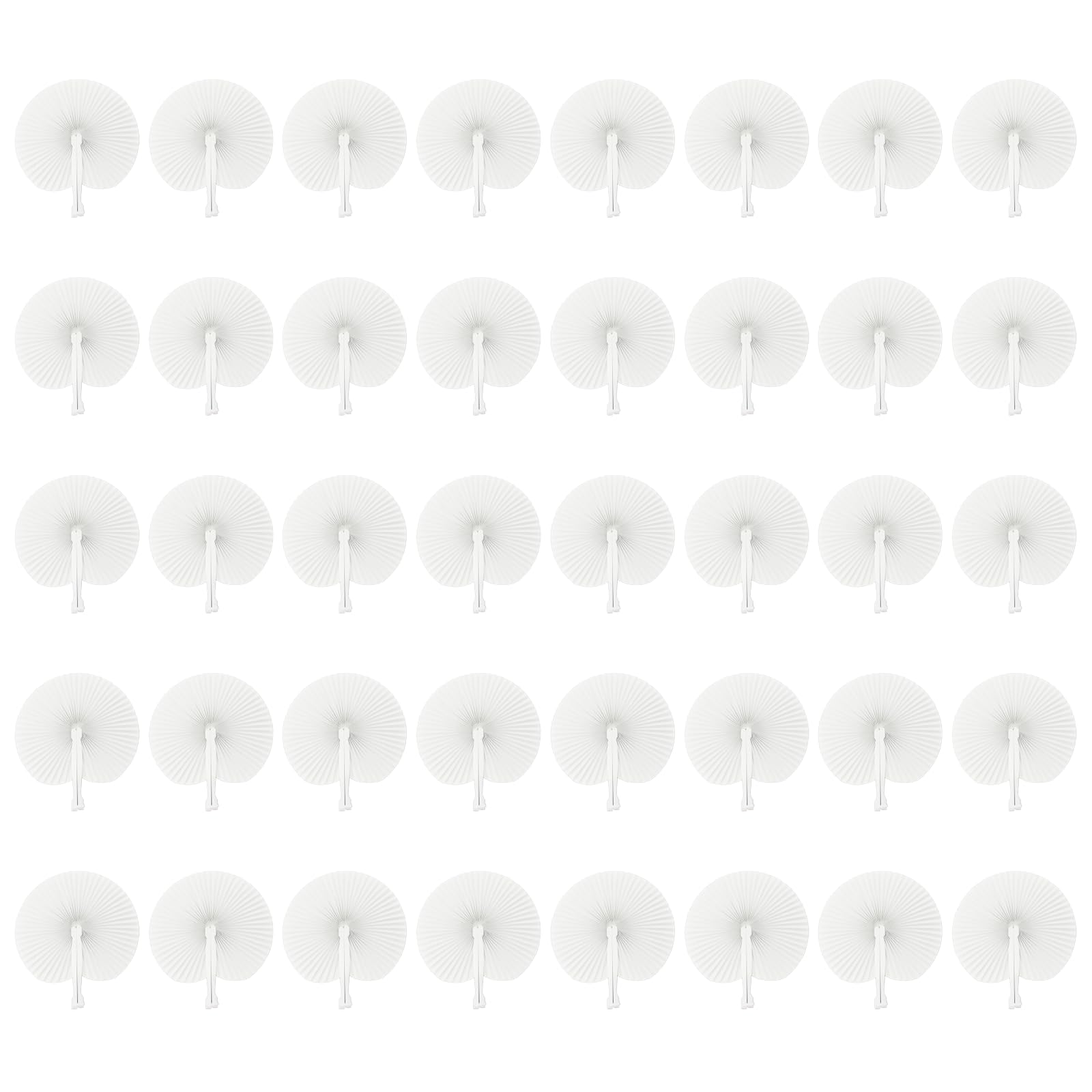 40pcs Runde Handfächer hochzeit, hochzeit fächer, fächer hochzeit gäste, Hochzeit Gefälligkeiten, Papier Fans, Hochzeit Fans für Gäste, Hochzeitsdeko, Hen Party Tasche Füller weiß