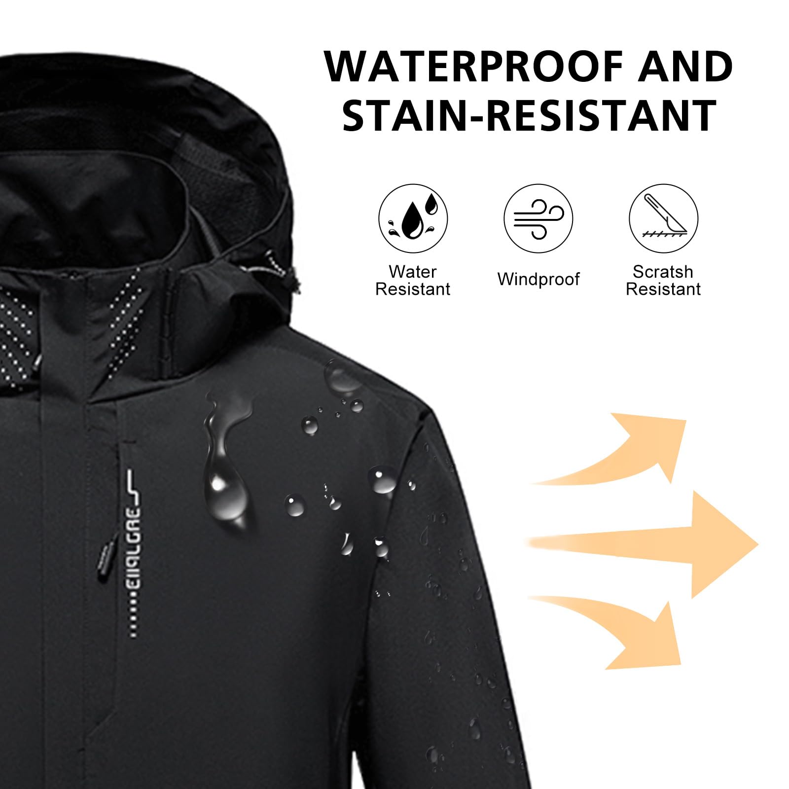 Chaqueta Impermeable Hombre Aire Libre Ligera Caminar Prueba Viento Deportiva Capucha Mountain