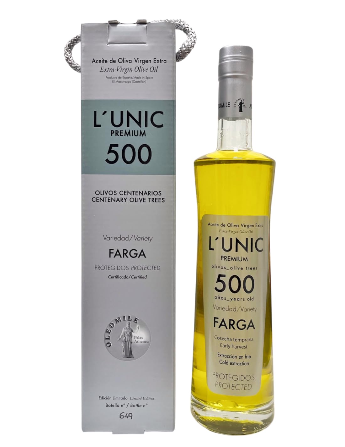 L´UNIC | Oliwa z oliwek extra virgin z drzew oliwnych liczących 500 lat – opakowanie 500 ml