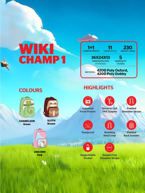 Image of Wiki Stylish Unisex Backpack | Champ 1 Durable & Lightweight backpack for Men & Women | Backpack for Office, Gym, Travel (11 Litre, Green)