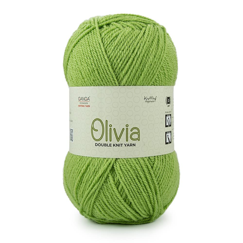Ganga Olivia Hand Knitting and Crochet Yarn (Lime Green) (400gms) Acrylic